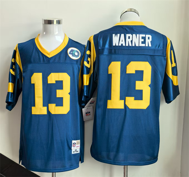 Men's Royal Los Angeles Rams #13 Kurt Warner Throwback Stitched Football Jersey